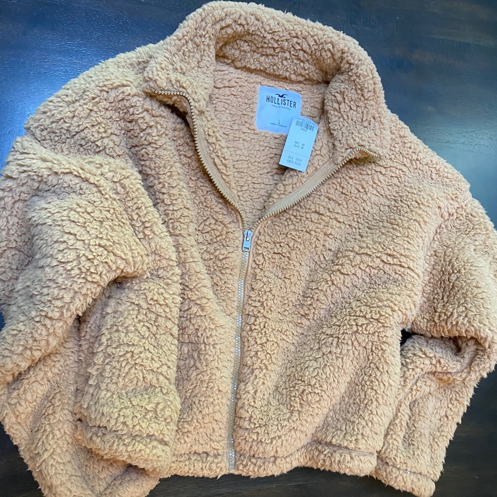 NWT Hollister Sherpa Teddy Bear Coat Jacket Large